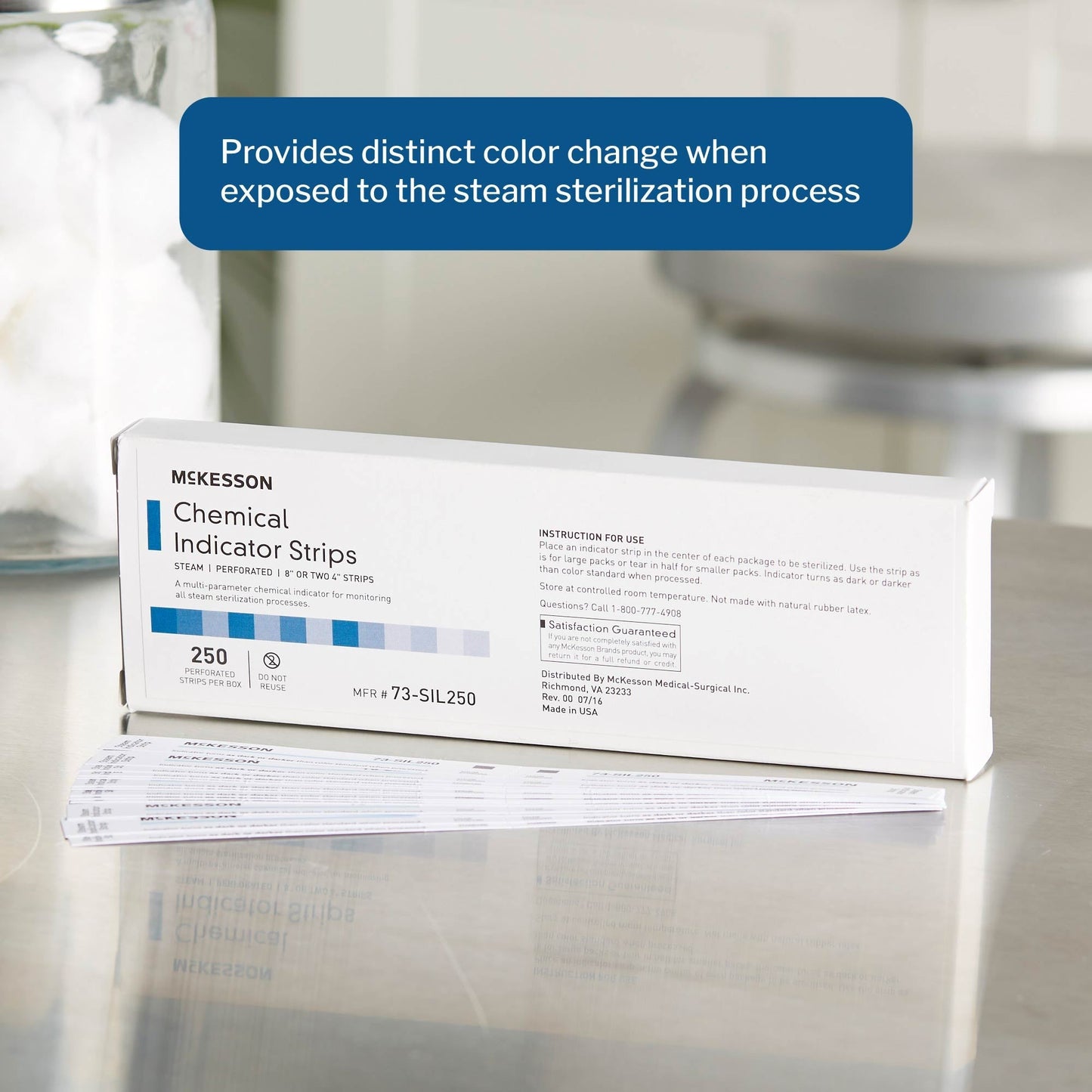 McKesson Sterilization Chemical Indicator Strip Steam 8 Inch, Packaging Type- Box