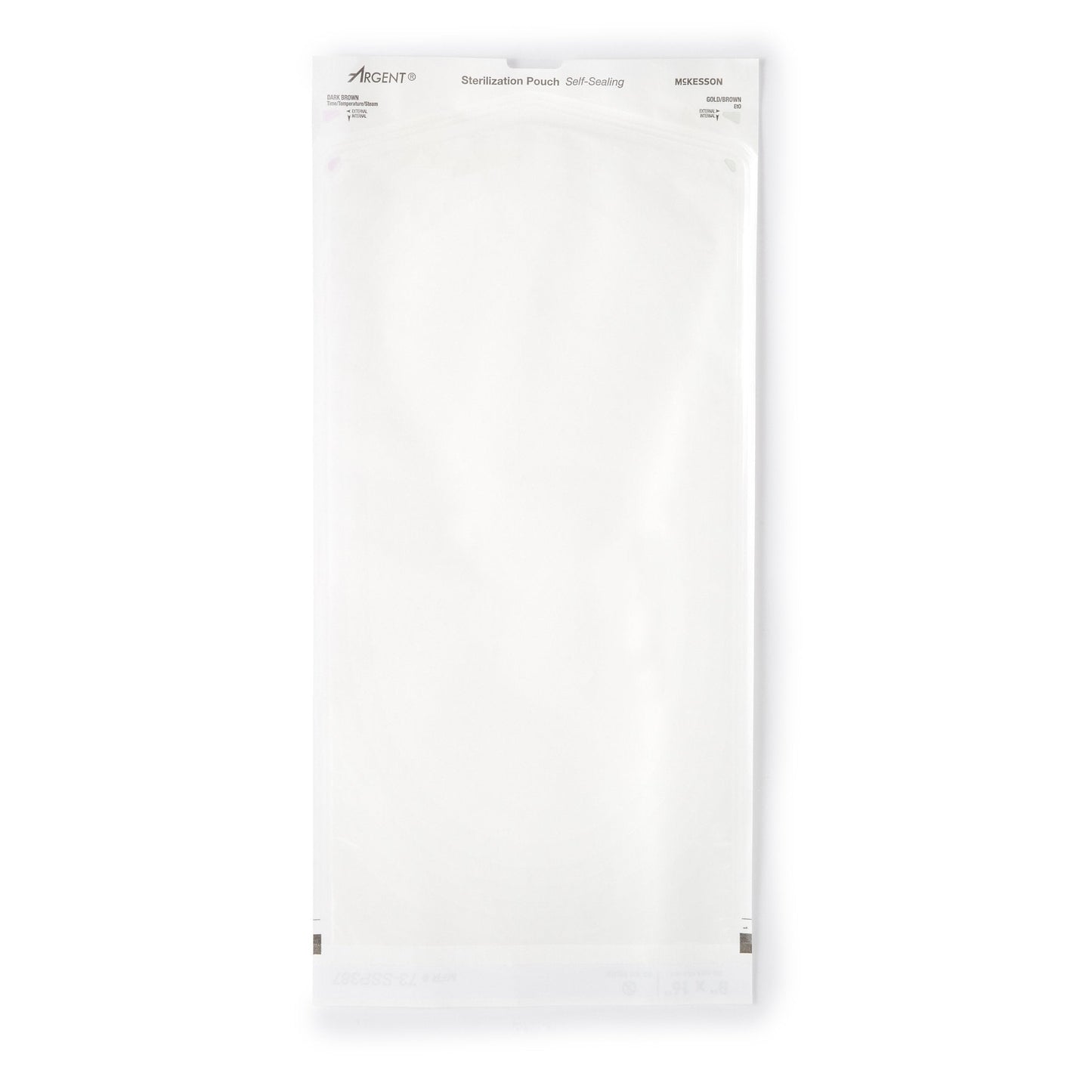 Sterilization Pouch McKesson Argent Sure-Check Ethylene Oxide (EO) Gas / Steam 8 X 16 Inch Transparent / Blue Self Seal Paper / Film, Packaging Type- Box