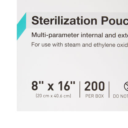 Sterilization Pouch McKesson Argent Sure-Check Ethylene Oxide (EO) Gas / Steam 8 X 16 Inch Transparent / Blue Self Seal Paper / Film, Packaging Type- Box