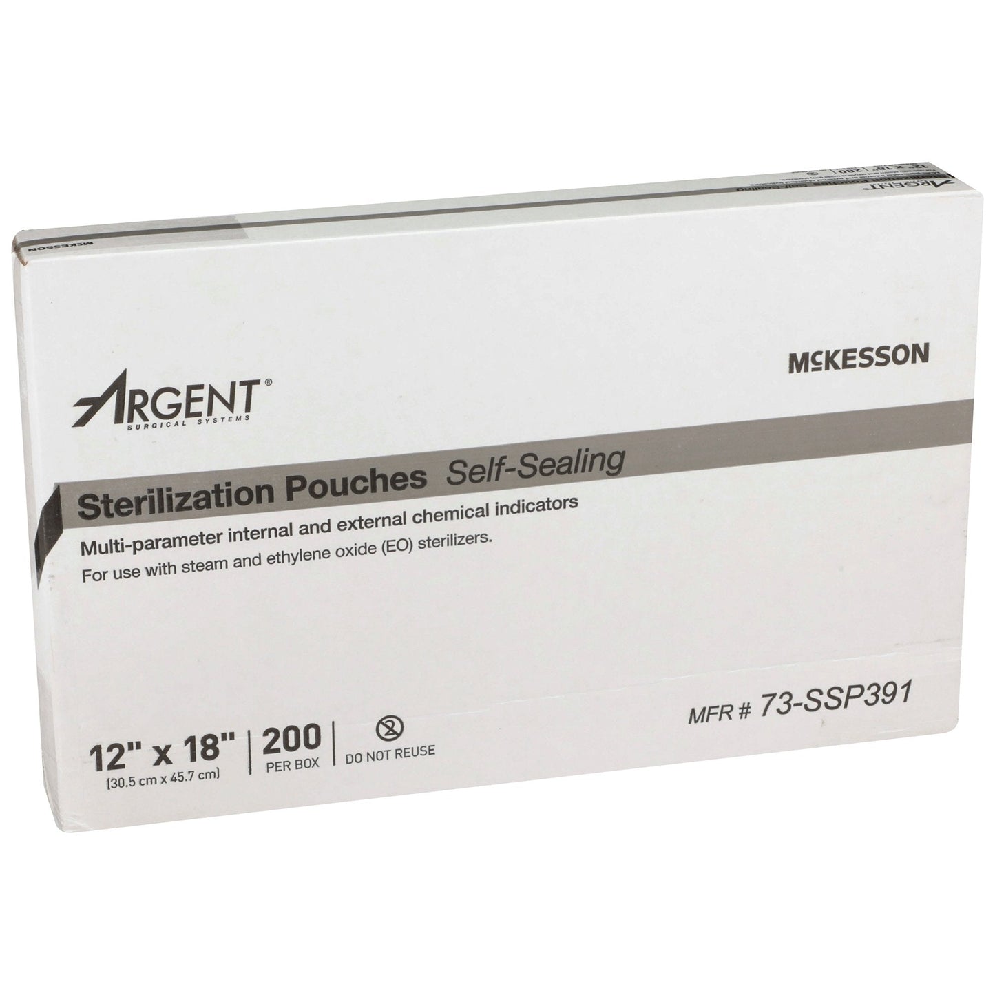 Sterilization Pouch McKesson Argent Sure-Check Ethylene Oxide (EO) Gas / Steam 12 X 18 Inch Transparent / Blue Self Seal Paper / Film, Packaging Type- Box