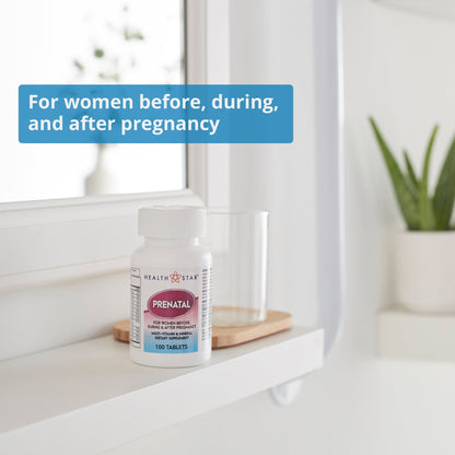 Prenatal Vitamin Supplement HealthStar Tablet 100 per Bottle, Packaging Type- Case