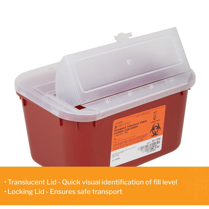 Sharps Container McKesson Red Base 5 H X 10 W X 7 D Inch Horizontal Entry 1 Gallon, Packaging Type- Each