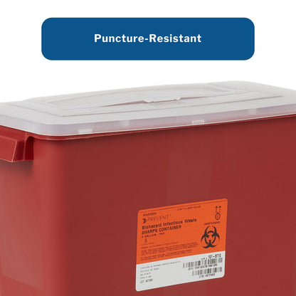 Sharps Container McKesson Red Base 13-1/2 H X 12-1/2 W X 6 D Inch Horizontal Entry 3 Gallon, Packaging Type- Each