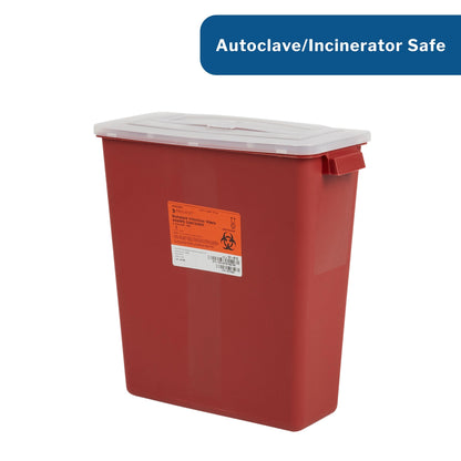 Sharps Container McKesson Red Base 13-1/2 H X 12-1/2 W X 6 D Inch Horizontal Entry 3 Gallon, Packaging Type- Each