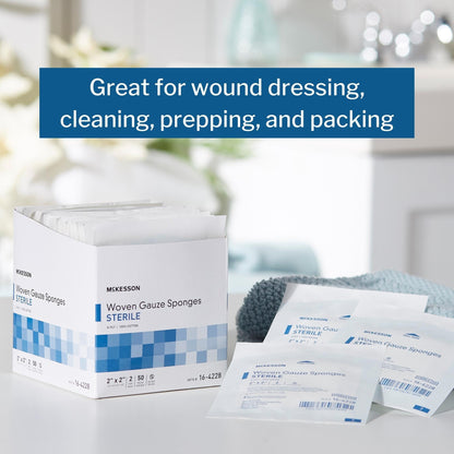 Gauze Sponge McKesson 2 X 2 Inch 8-Ply Sterile 2 per Pack, Packaging Type- Box