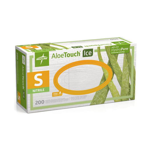 Exam Glove Aloetouch Ice Small NonSterile Nitrile Standard Cuff Length Textured Fingertips Green Chemo Tested (200/BX ), Packaging Type- Box