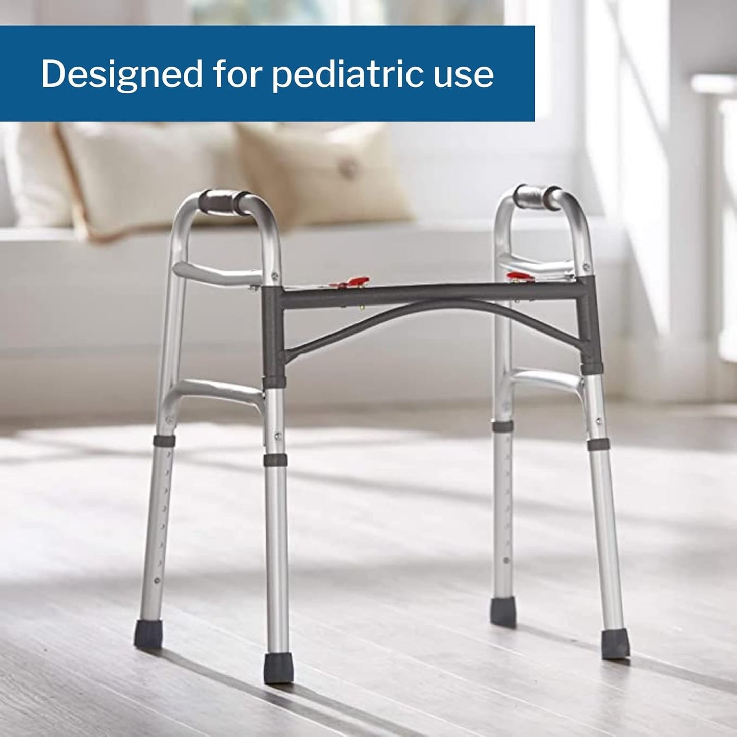 Dual Release Folding Walker Adjustable Height McKesson Aluminum Frame 350 lbs. Weight Capacity 25 to 32 Inch Height, Packaging Type- Each