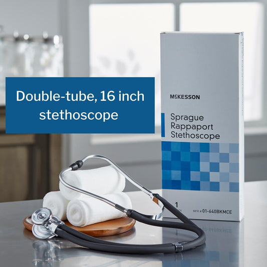 Sprague Stethoscope McKesson Black 2-Tube 16 Inch Tube Double Sided Chestpiece, Packaging Type- Each