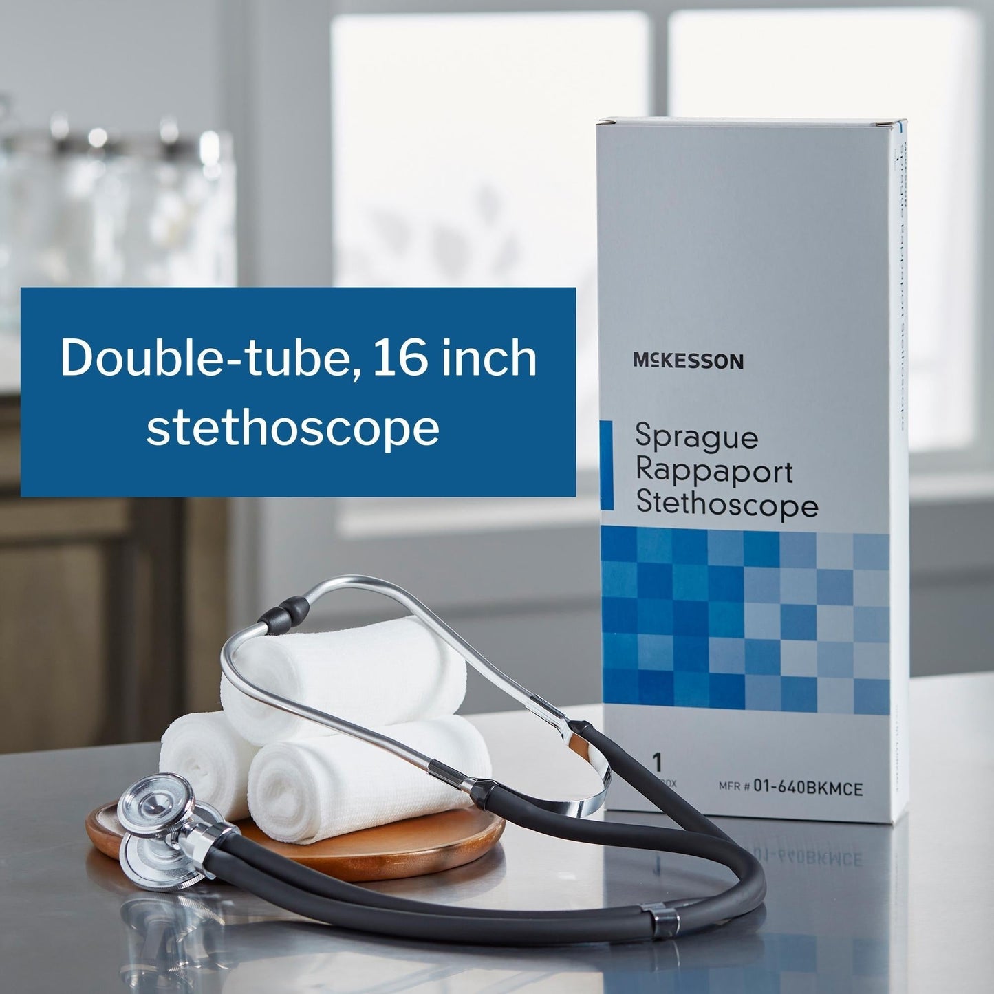 Sprague Stethoscope McKesson Black 2-Tube 16 Inch Tube Double Sided Chestpiece, Packaging Type- Each