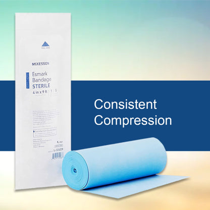 Esmark Compression Bandage McKesson 4 Inch X 3 Yard No Closure Blue Sterile High Compression, Packaging Type- Each