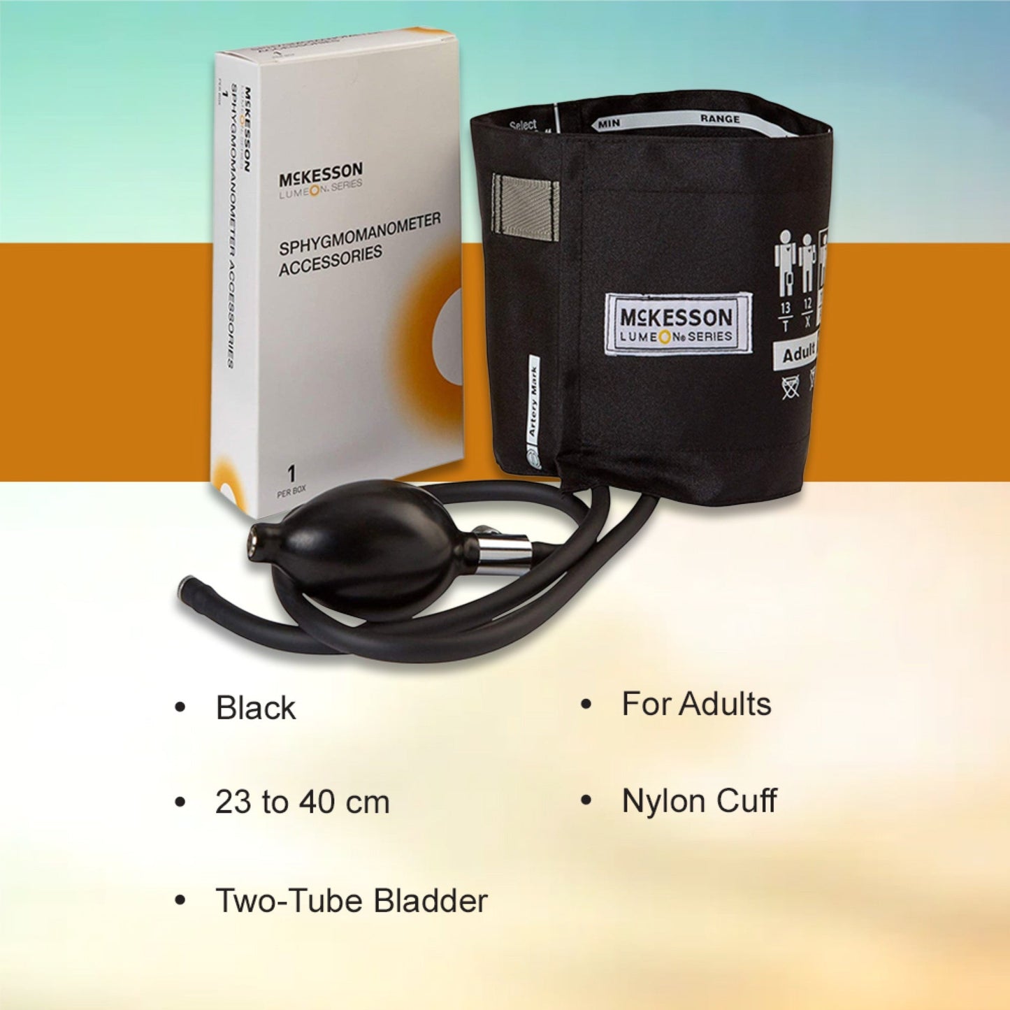 Reusable Blood Pressure Cuff and Bulb McKesson LUMEON 23 to 40 cm Arm Nylon Cuff Adult Cuff, Packaging Type- Box