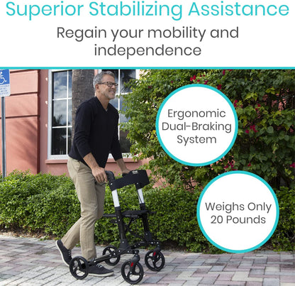 Walker Rollator - Lightweight Foldable Walking Transport - Black - rollator-walker