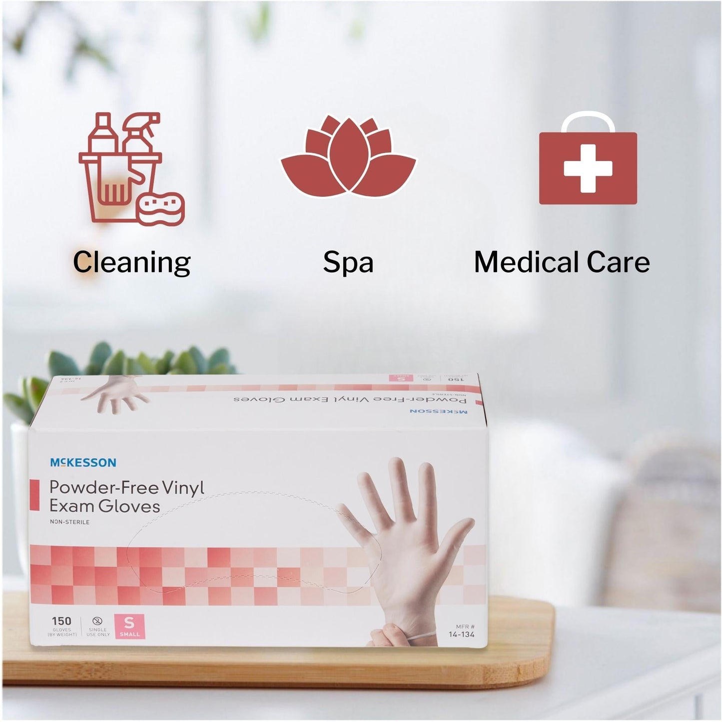 Exam Glove McKesson Small NonSterile Vinyl Standard Cuff Length Smooth Clear Not Rated, Packaging Type- Box