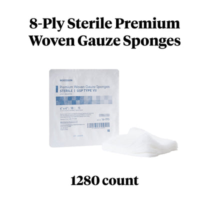 Gauze Sponge McKesson 4 X 4 Inch 8-Ply Sterile 10 per Tray, Packaging Type- Box