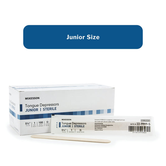 Tongue Depressor McKesson 5-1/2 Inch Length Wood Junior, Packaging Type- Each