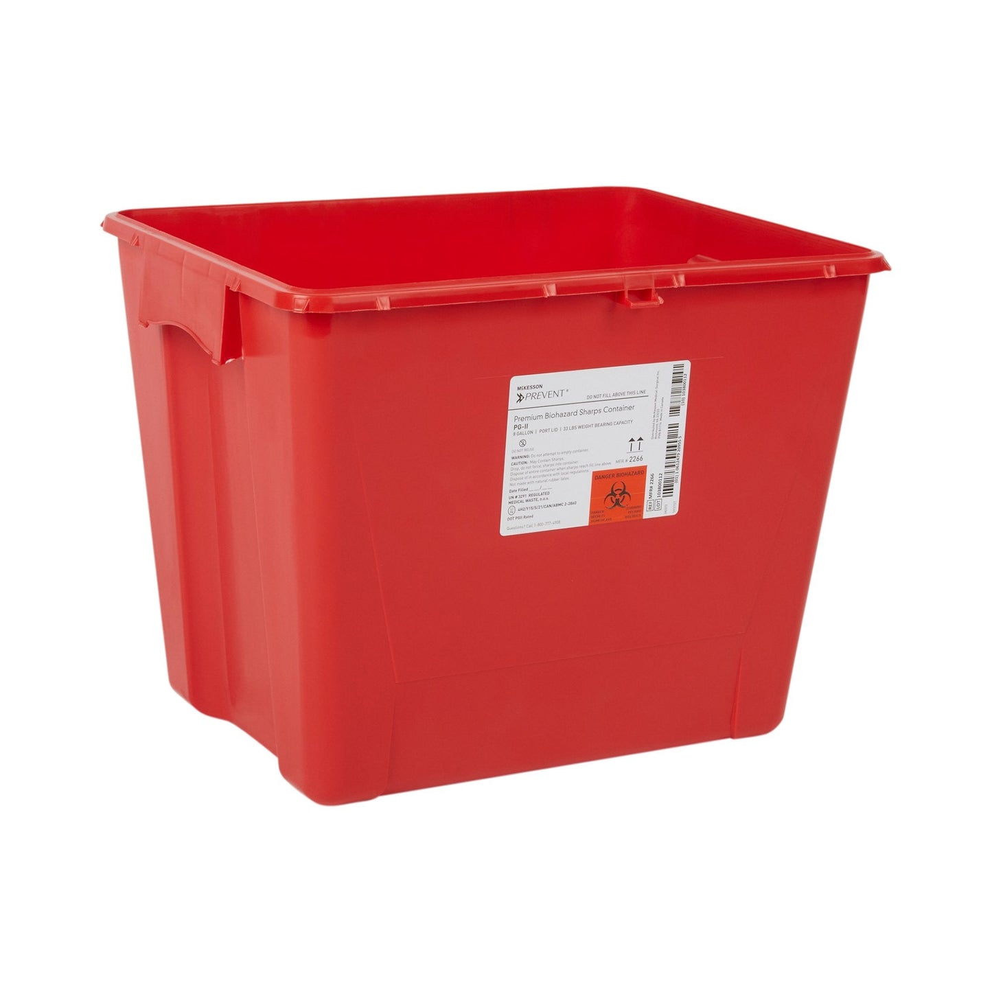 Sharps Container McKesson Prevent Red Base 13-1/2 H X 17-3/10 W X 13 L Inch Vertical Entry 8 Gallon, Packaging Type- Each