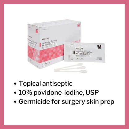 Impregnated Swabstick McKesson 70% Strength Isopropyl Alcohol Individual Packet Sterile, Packaging Type- Box