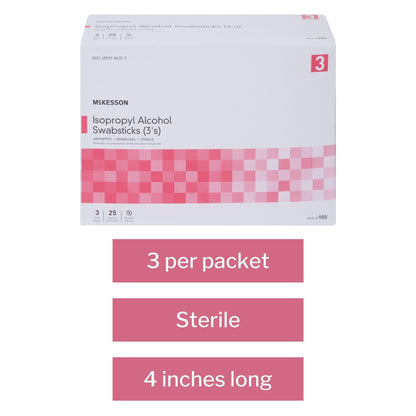 Impregnated Swabstick McKesson 70% Strength Isopropyl Alcohol Individual Packet Sterile, Packaging Type- Box