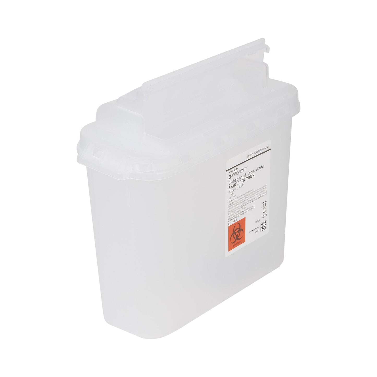 Sharps Container McKesson Prevent Translucent Base 11 H X 12 W X 4-3/4 D Inch Horizontal Entry 1.35 Gallon, Packaging Type- Each