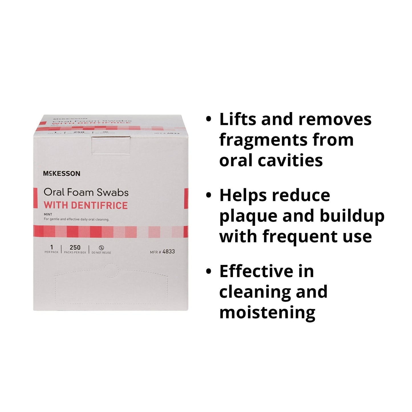 Oral Swab McKesson Dentifrice Foam Tip 1 per Pack, Packaging Type- Box