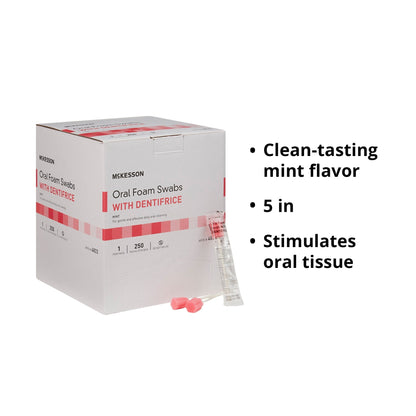 Oral Swab McKesson Dentifrice Foam Tip 1 per Pack, Packaging Type- Box