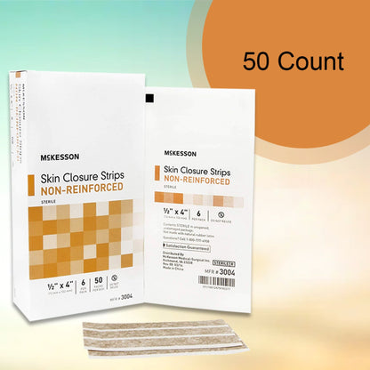 Skin Closure Strip McKesson 1/2 X 4 Inch Nonwoven Material Flexible Strip Tan, Packaging Type- Box