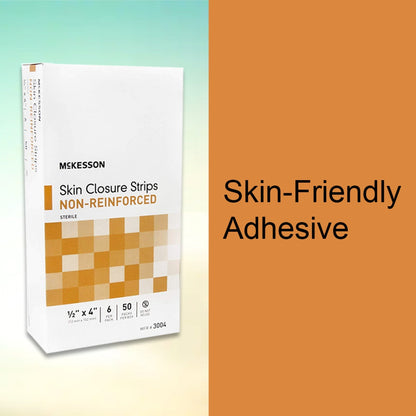 Skin Closure Strip McKesson 1/2 X 4 Inch Nonwoven Material Flexible Strip Tan, Packaging Type- Box