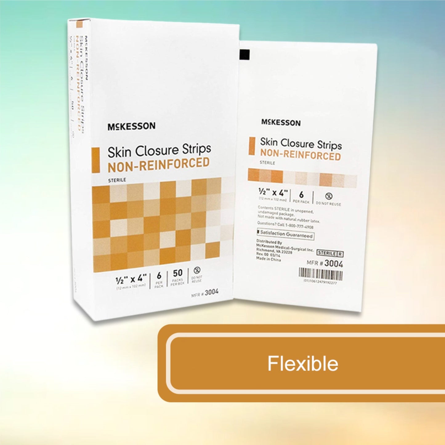 Skin Closure Strip McKesson 1/2 X 4 Inch Nonwoven Material Flexible Strip Tan, Packaging Type- Box