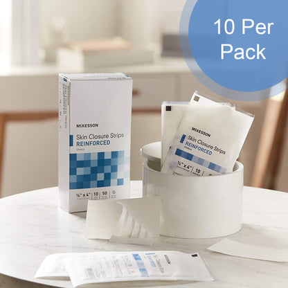 Skin Closure Strip McKesson 1/4 X 4 Inch Nonwoven Material Reinforced Strip White, Packaging Type- Box