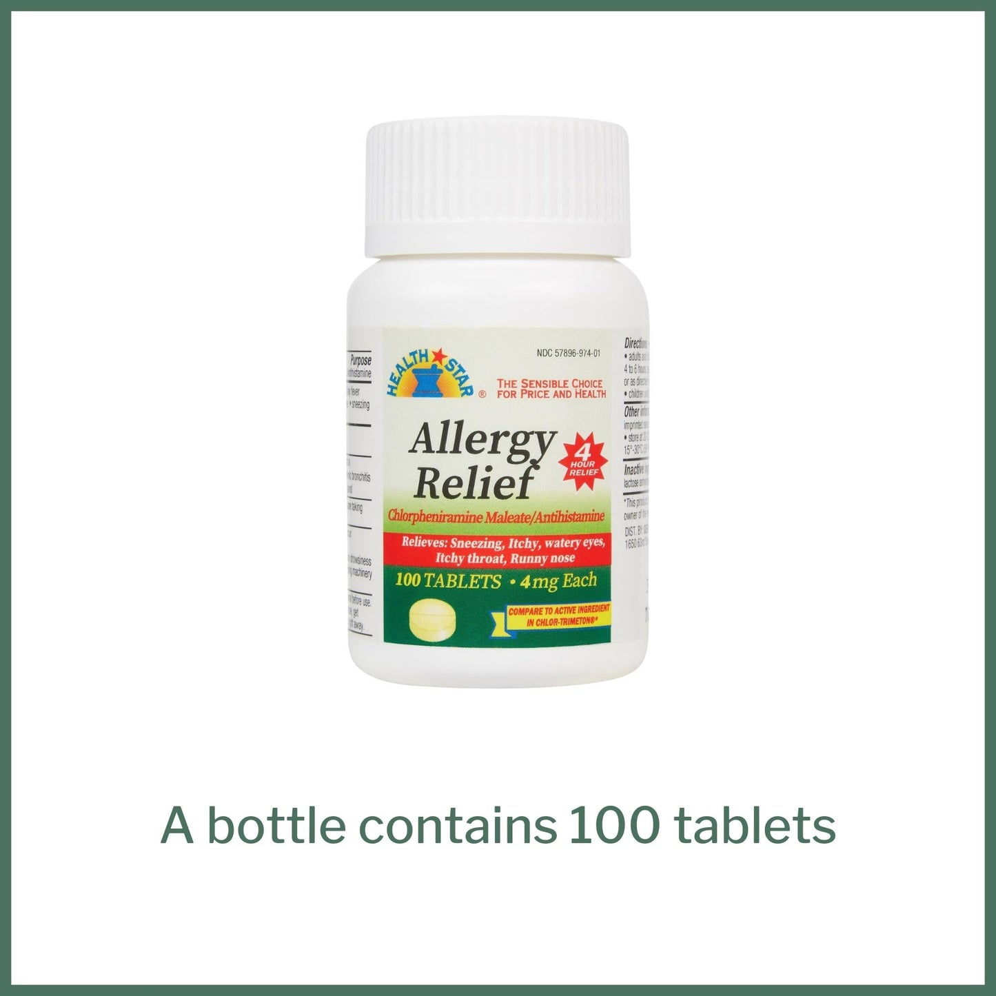 Allergy Relief McKesson Brand 4 mg Strength Tablet 100 per Bottle, Packaging Type- Case