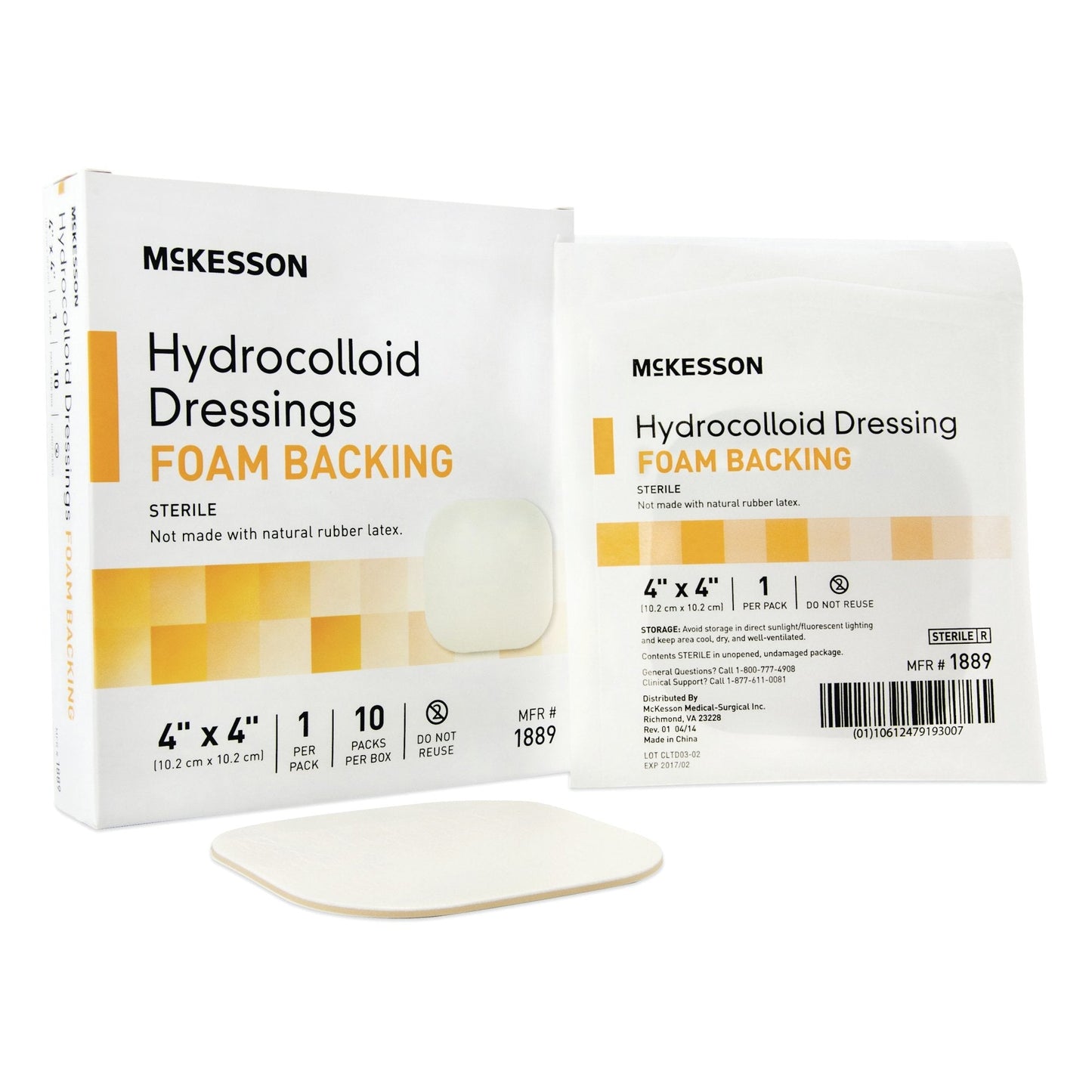 Hydrocolloid Dressing McKesson Foam Backing 4 X 4 Inch Square Hydrocolloid / Foam, Packaging Type- Box