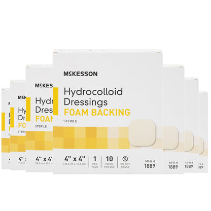 Hydrocolloid Dressing McKesson Foam Backing 4 X 4 Inch Square Hydrocolloid / Foam, Packaging Type- Box
