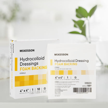 Hydrocolloid Dressing McKesson Foam Backing 4 X 4 Inch Square Hydrocolloid / Foam, Packaging Type- Box