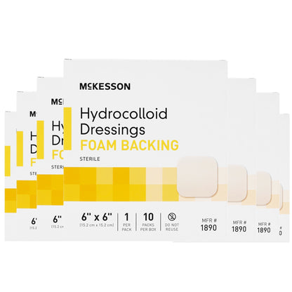 Hydrocolloid Dressing McKesson Foam Backing 6 X 6 Inch Square Hydrocolloid / Foam, Packaging Type- Each