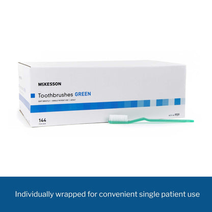 Toothbrush McKesson Green Adult Soft, Packaging Type- Box