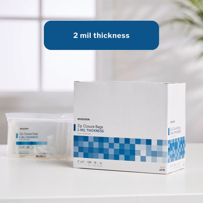 Reclosable Bag McKesson 3 X 5 Inch Polyethylene Clear Zipper Closure, Packaging Type- Box