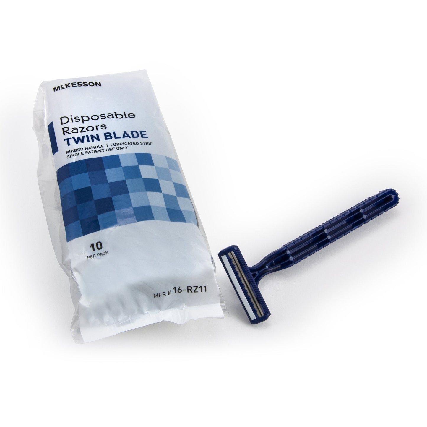 Personal Razor with Lubricating Strip McKesson Single Edge Twin Blade NonSterile Disposable, Packaging Type- Box