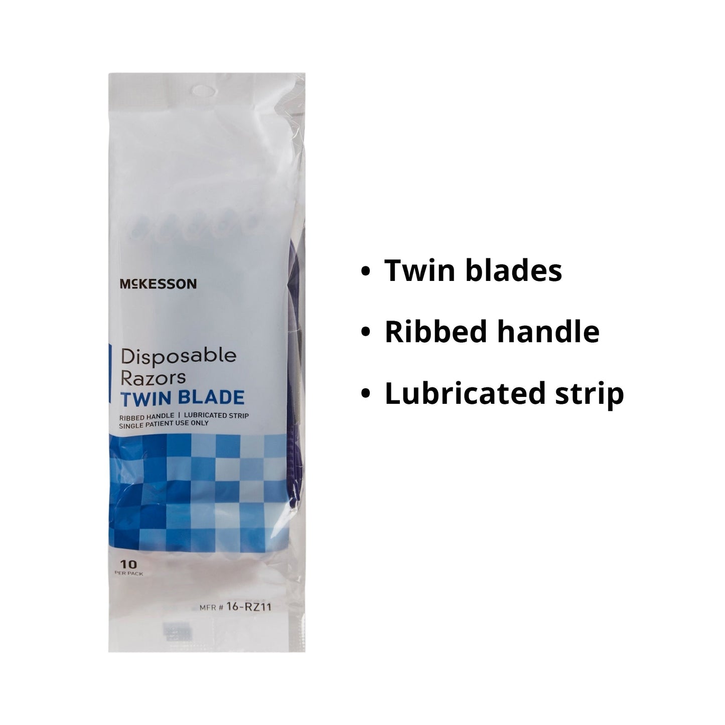 Personal Razor with Lubricating Strip McKesson Single Edge Twin Blade NonSterile Disposable, Packaging Type- Box
