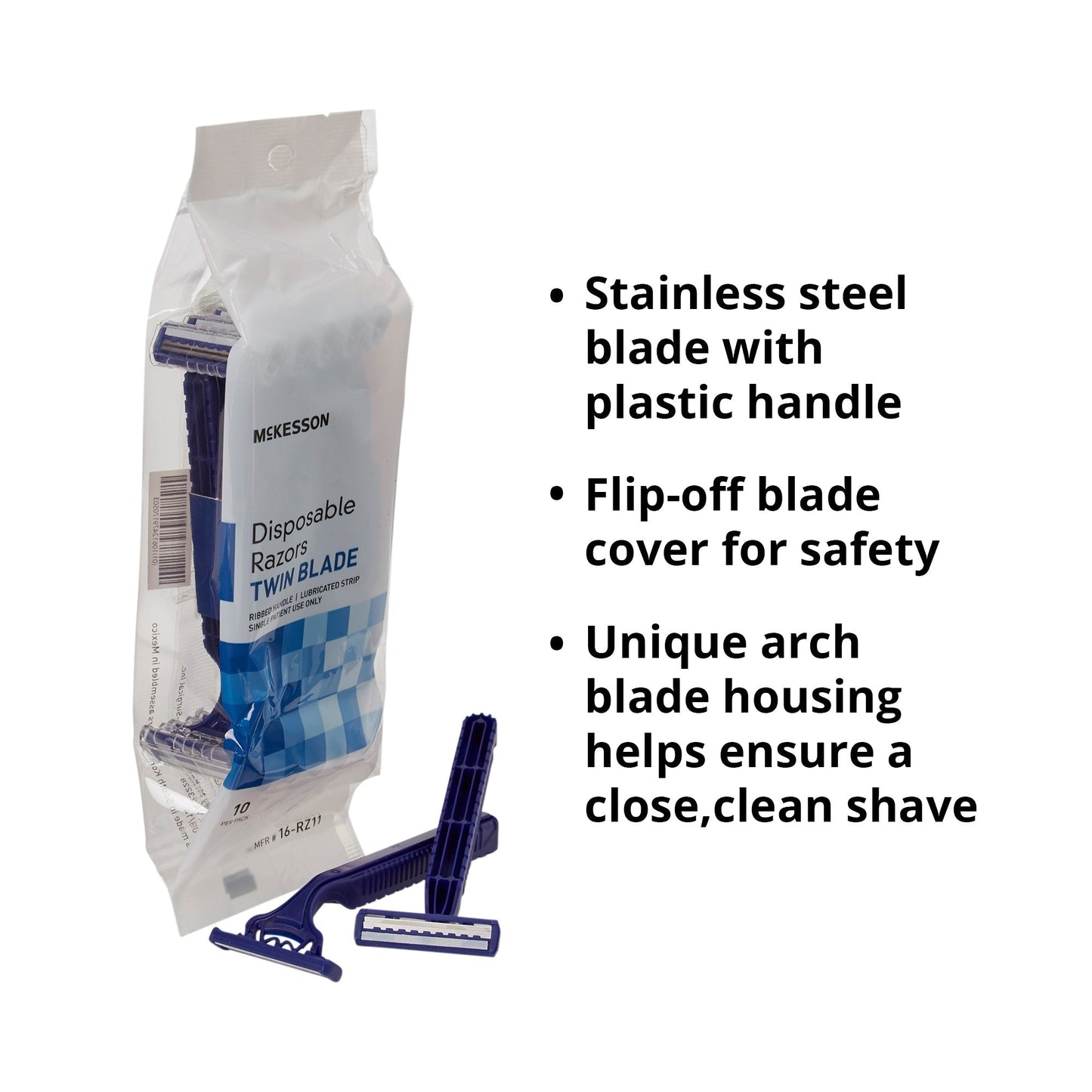 Personal Razor with Lubricating Strip McKesson Single Edge Twin Blade NonSterile Disposable, Packaging Type- Box