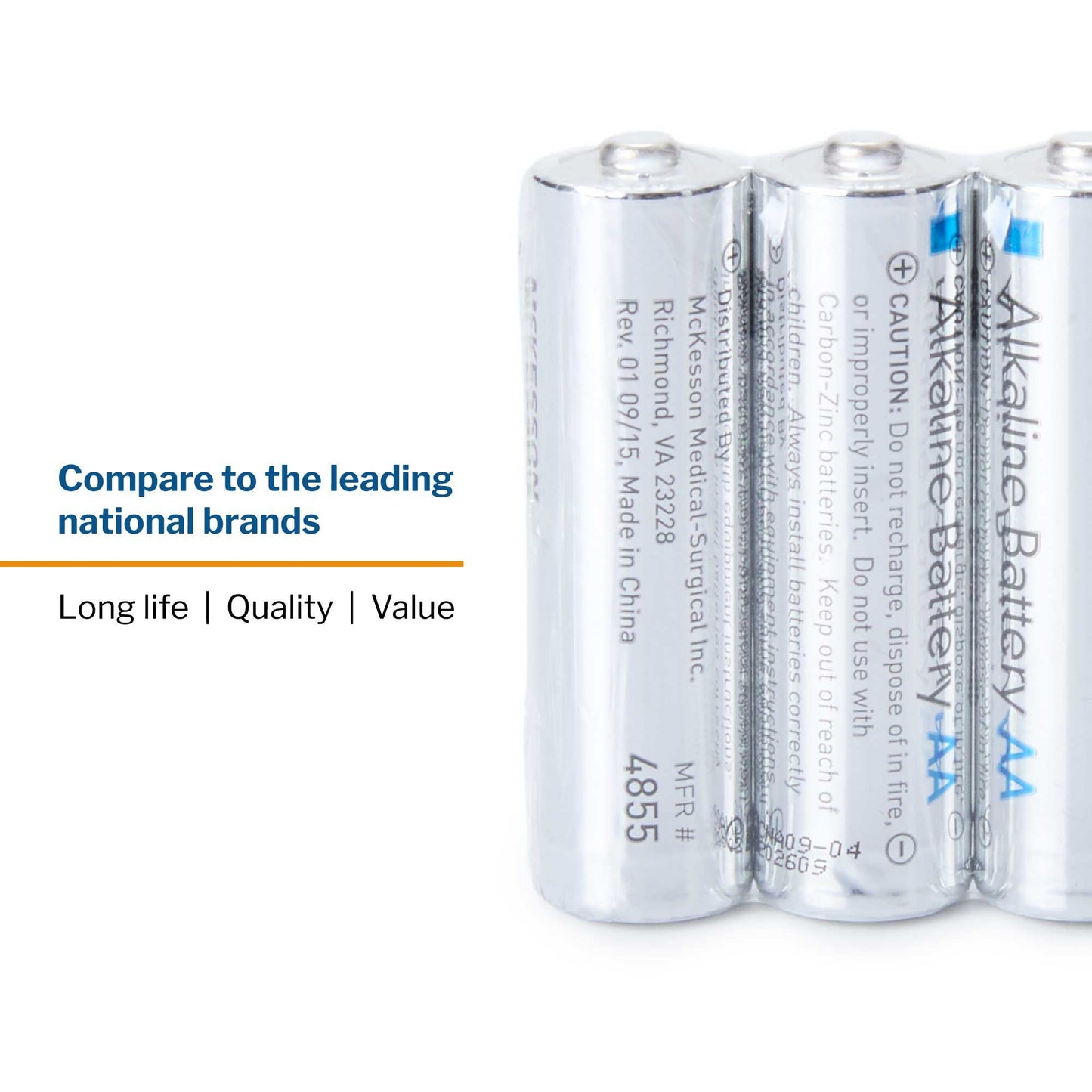 Alkaline Battery McKesson AA Cell 1.5V Disposable 24 Pack, Packaging Type- Each