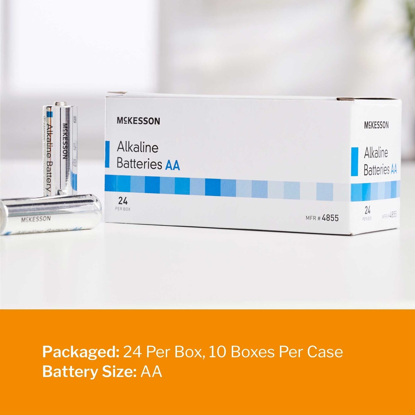 Alkaline Battery McKesson AA Cell 1.5V Disposable 24 Pack, Packaging Type- Each
