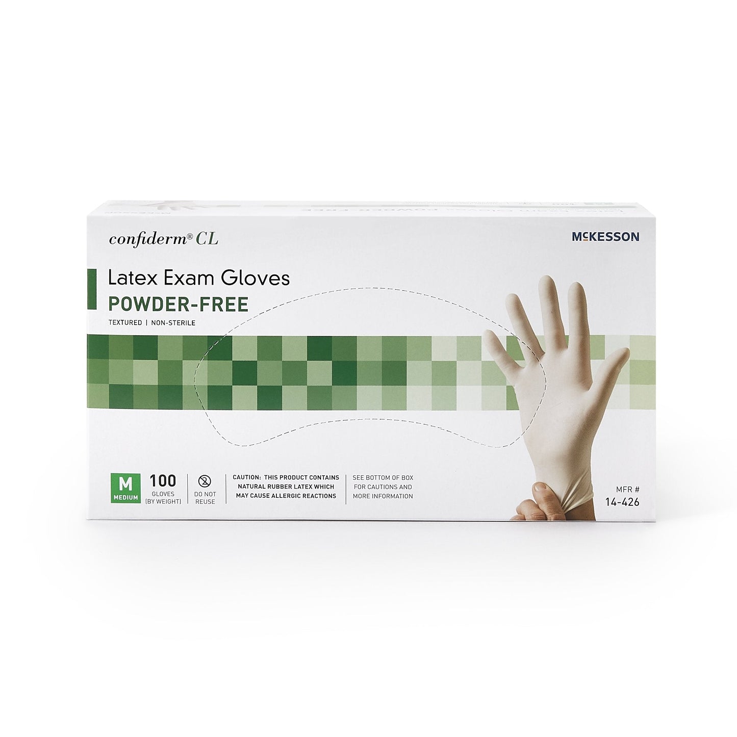 Exam Glove McKesson Confiderm Medium NonSterile Latex Standard Cuff Length Textured Fingertips Ivory Not Rated, Packaging Type- Box