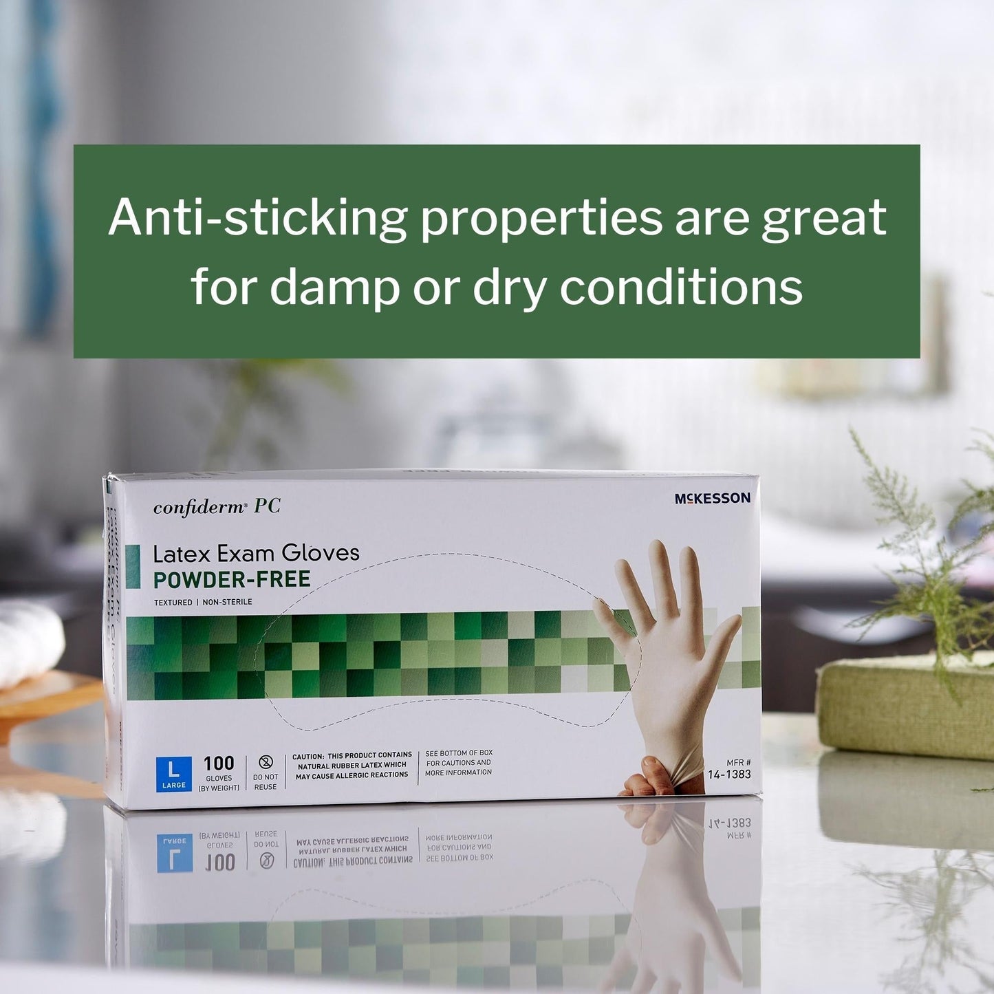 Exam Glove McKesson Confiderm Large NonSterile Latex Standard Cuff Length Fully Textured Ivory Not Rated, Packaging Type- Box