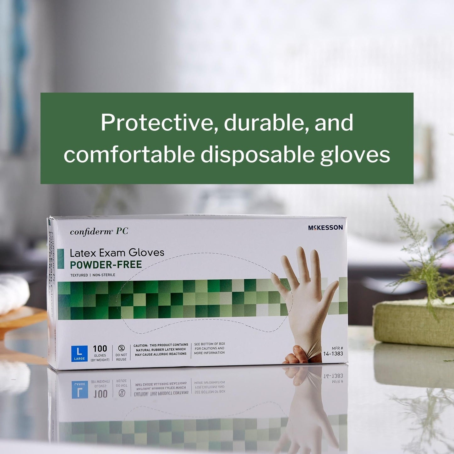Exam Glove McKesson Confiderm Large NonSterile Latex Standard Cuff Length Fully Textured Ivory Not Rated, Packaging Type- Box