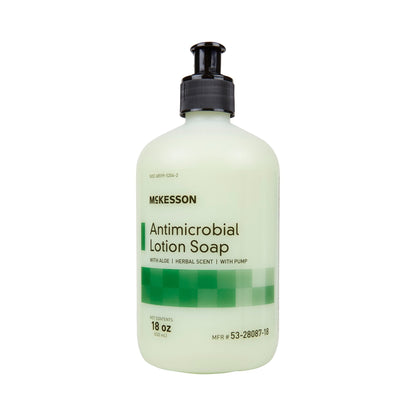 Antimicrobial Soap McKesson Lotion 18 oz. Pump Bottle Herbal Scent, Packaging Type- Each