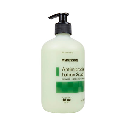 Antimicrobial Soap McKesson Lotion 18 oz. Pump Bottle Herbal Scent, Packaging Type- Each