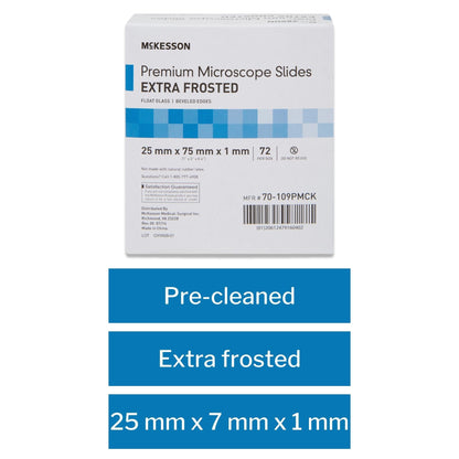 Microscope Slide McKesson 25 X 75 X 1 mm Extra-Frosted End, Packaging Type- Box