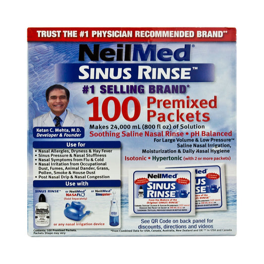 Saline Nasal Rinse Kit Neilmed Sinus Rinse 100 Packets, Packaging Type- Box