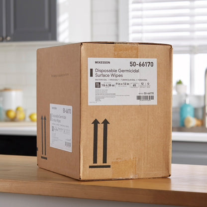 McKesson Surface Disinfectant Premoistened Manual Pull Wipe 65 Count Canister Alcohol Scent NonSterile, Packaging Type- Box