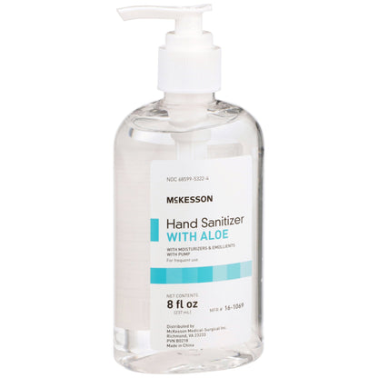 Hand Sanitizer with Aloe McKesson 8 oz. Ethyl Alcohol Gel Pump Bottle, Packaging Type- Each